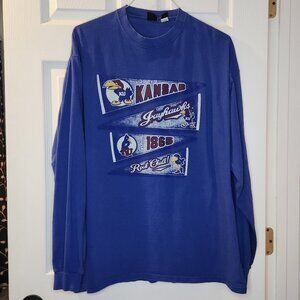 University of Kansas Jayhawks Rock Chalk Mens Blue 2XL Long Sleeve Tee